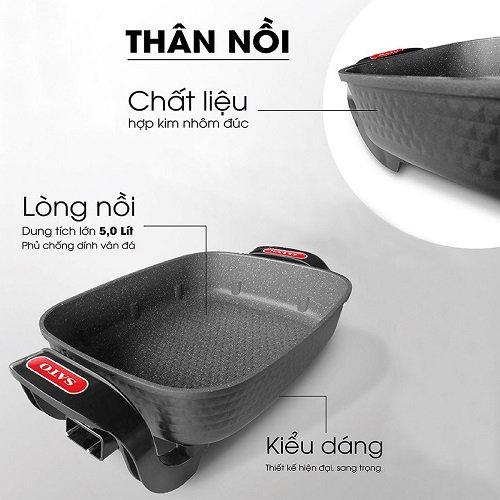 Nồi lẩu điện đa năng SATO 50NL51 5 Lít