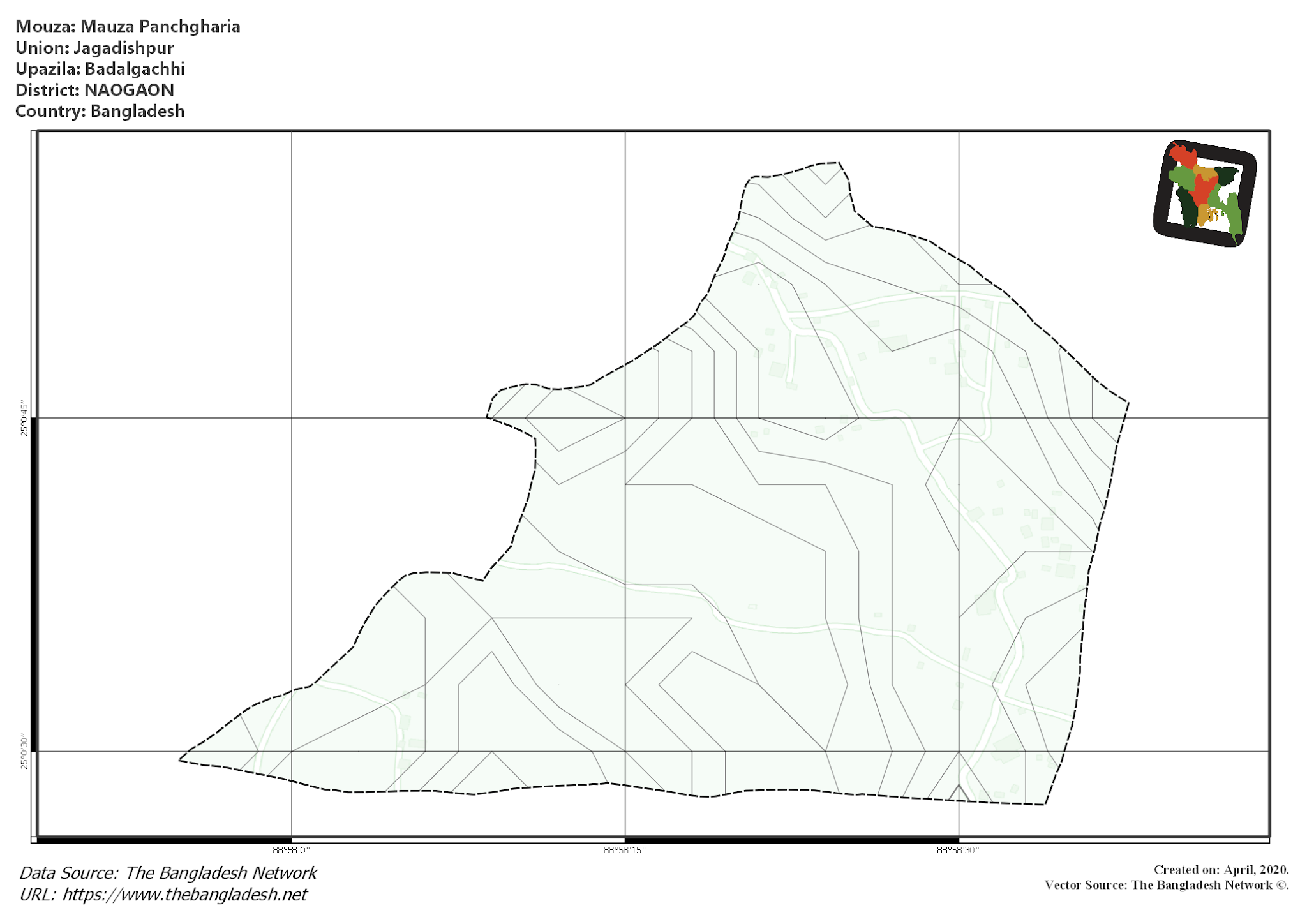Map of Mauza Panchgharia Mouza of Badalgachhi Upazila, NAOGAON, Bangladesh.