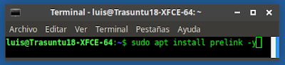 sudo apt install prelink -y