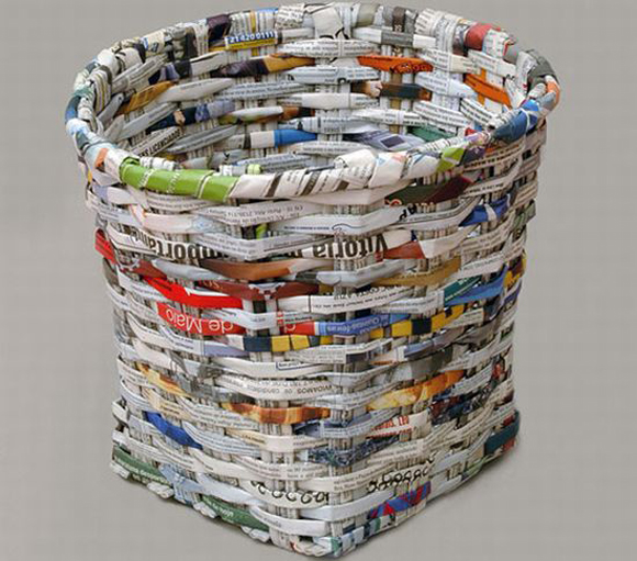 Blographic Design Art made from recycled newspaper
