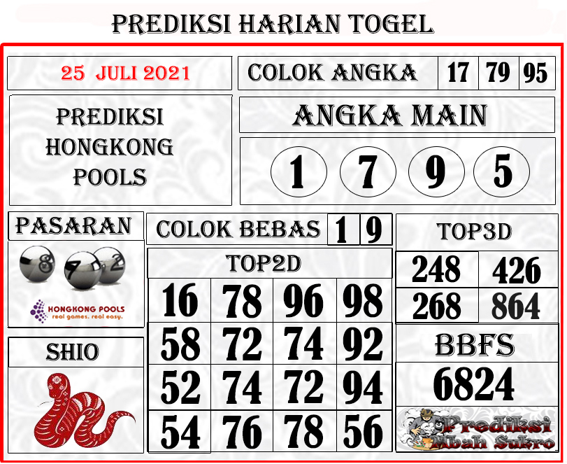 Prediksi Hongkong Minggu 25 Juli 2021 Prediksi Mbah Sukro Bocoran Togel Hk Sydney Rumus Jitu