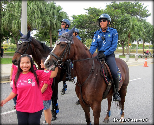Police on horses to keep the peace