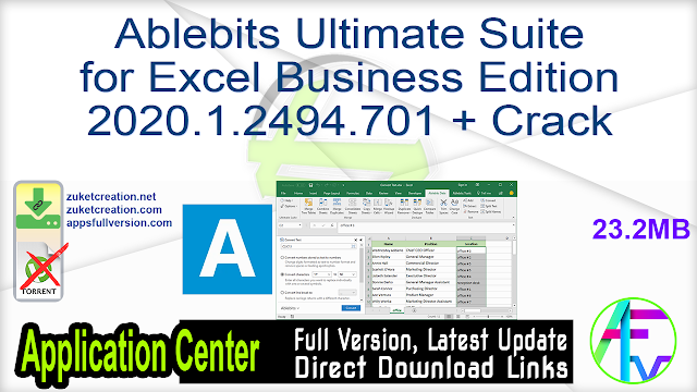 Ablebits Ultimate Suite for Excel Business Edition 2020.1.2494.701 + Crack