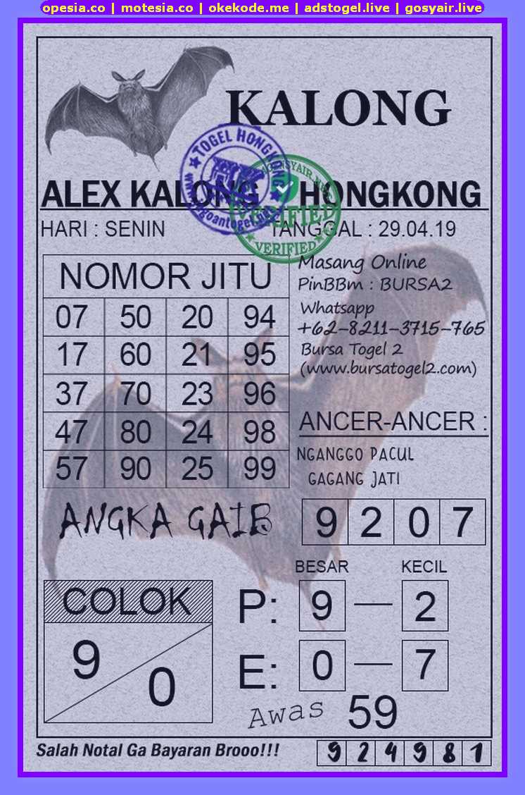 Kode syair hk Senin 29 April 2019 GOsyair SEDIA KODE