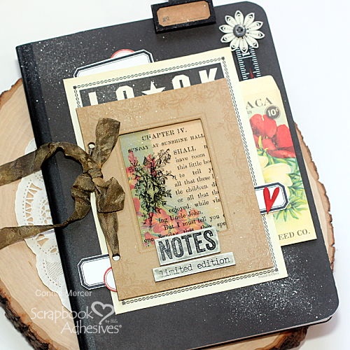 crafty goodies A Composition Notebook remake with Scrapbook Adhesives
