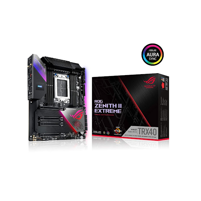 Asus ROG Zenith II Extreme AMD TRX40 E-ATX Motherboard for 3rd Gen Ryzen Threadripper, Wi-Fi 6 (802.11ax), 10 Gbps Ethernet,Dual USB 3.2 Front Panel Connector, Five M.2, SATA and Aura Sync RGB