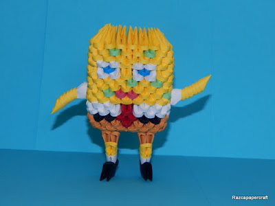 3D origami Spongebob made from 3d origami pieces