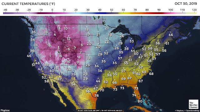 Current National Temperature Map Daily Weather Newsletter: 2019-10-06