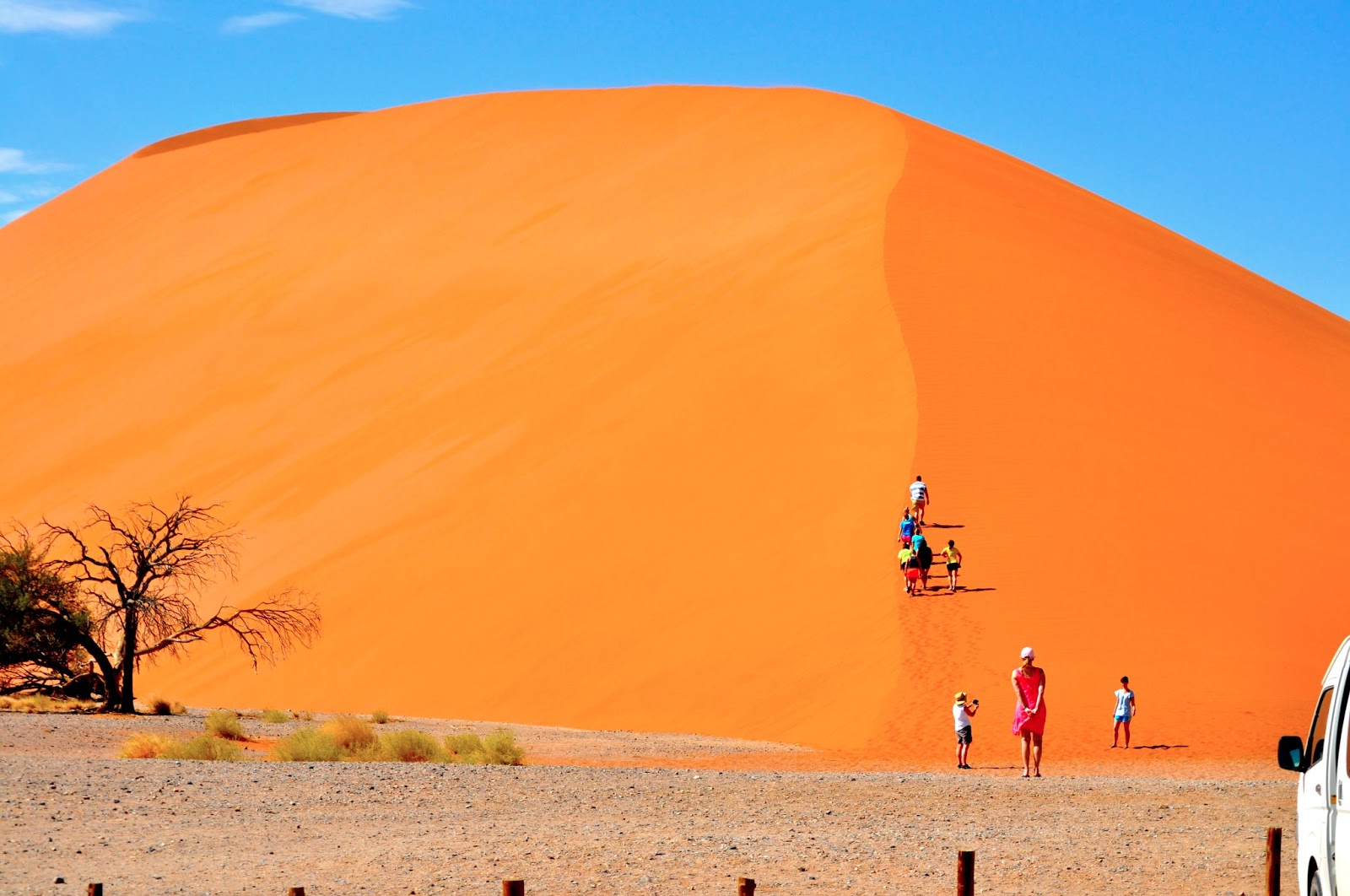 Crossing the Sand Dunes of Sossusvlei Park, Namibia, Africa бесплатно