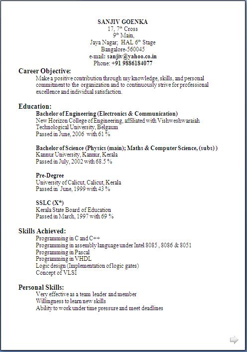 Resume Structure