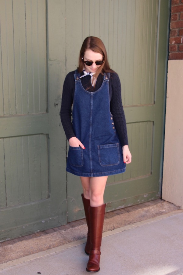 Gimme Glamour Tie Scarf + Denim Jumper