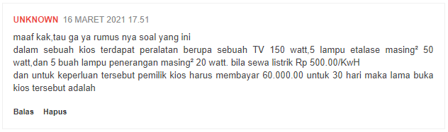 Contoh Soal Menghitung Biaya Pemakaian Listrik Sehari-Hari