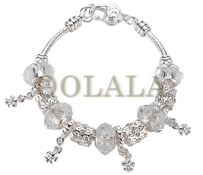 Pandora style bracelet. Silver Alloy chain with European Crystal