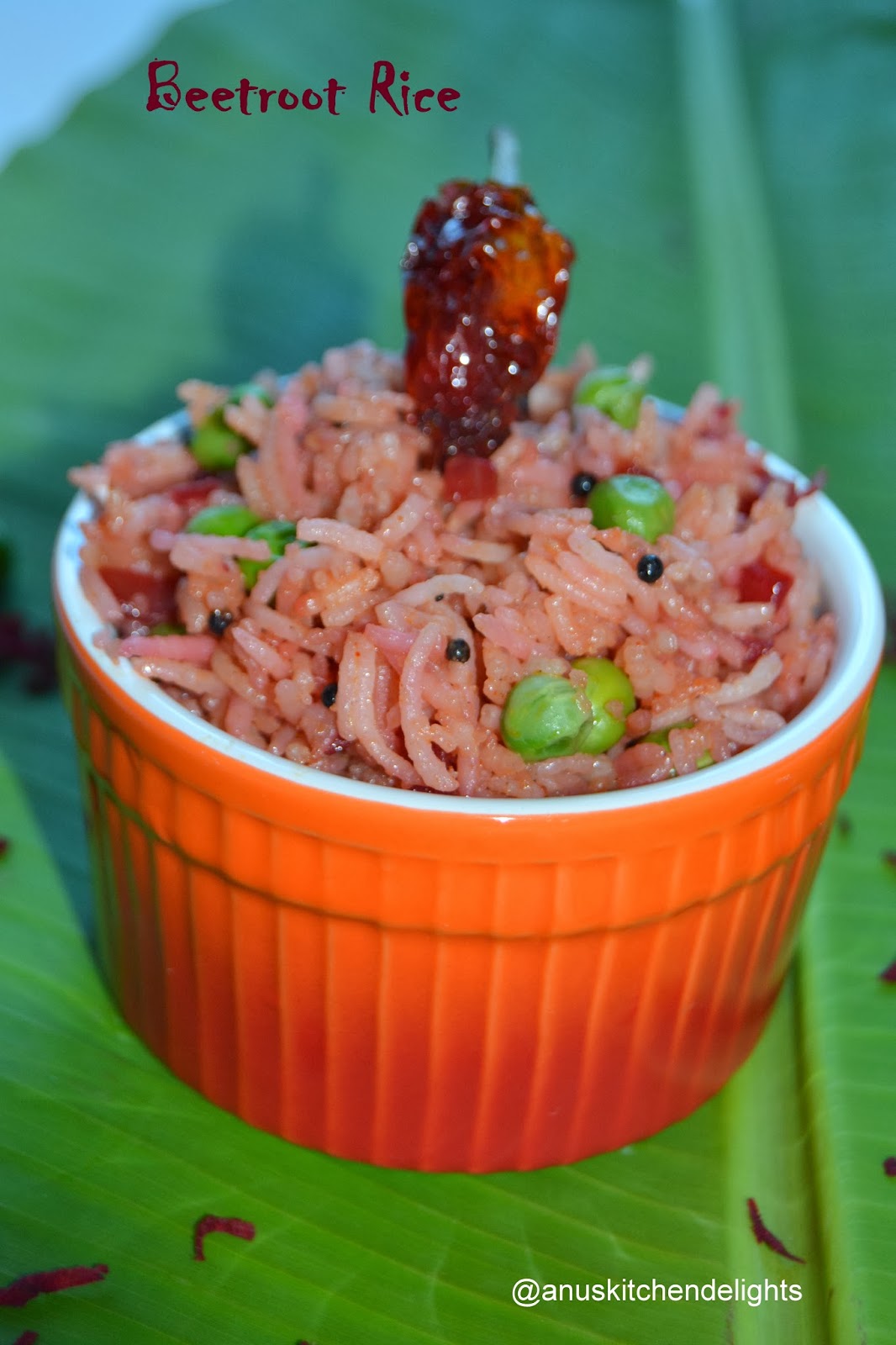 Anu's Kitchendelights: Beetroot Rice / Simple Beetroot and Green peas rice