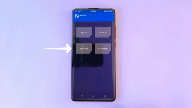 Click on Recovery here Recovery in k20 pro