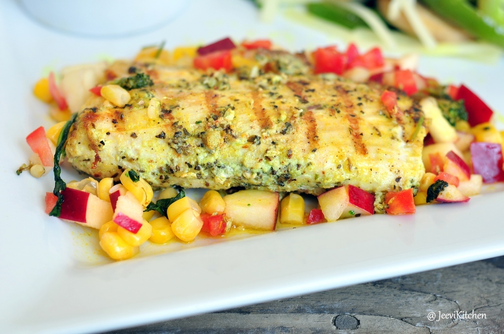Jeevi Kitchen: Grilled Mahi-Mahi fillets with Apple salsa and Mashed