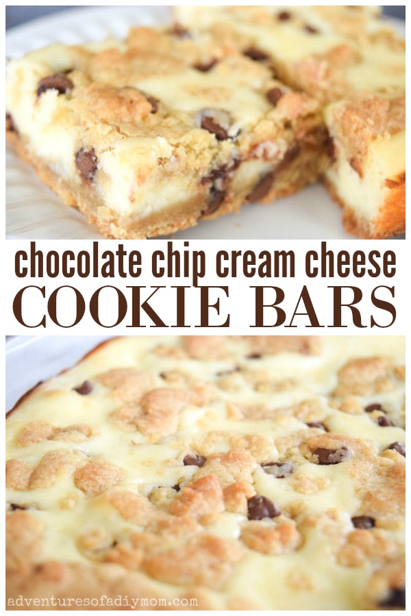 Chocolate Chip Cream Cheese Cookie Bars Adventures of a DIY Mom