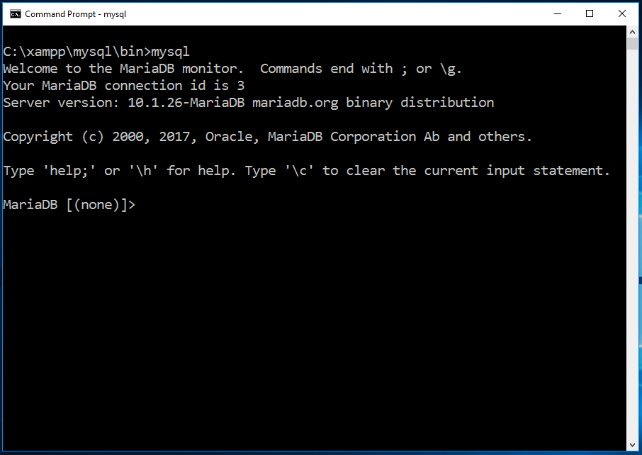 Database Laboratory Accessing MySQL / MariaDB console through Command