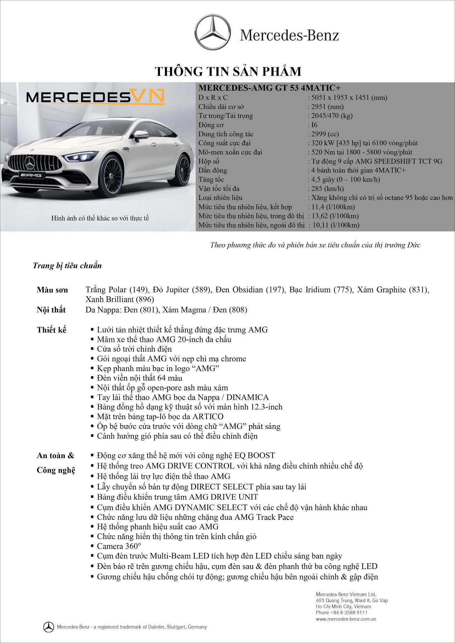 Bảng thông số kỹ thuật Mercedes AMG GT 53 4MATIC + 2021