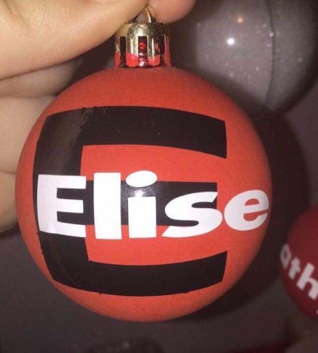 NL crafts big letter / name ornament e / elise personalized red