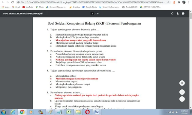 Contoh soal tes P3K ekonomi pembangunan dan Kunci Jawaban