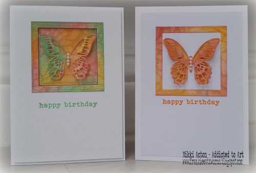 CAS Birthday Card with Tim Holtz Mini Detailed Butterflies and Distress Oxides - Nikki Acton