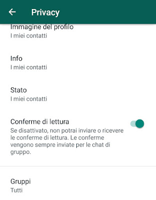 WhatsApp per Android Privacy