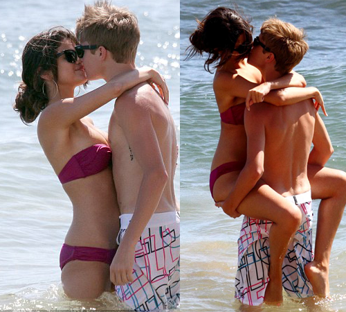 justin bieber selena gomez kissing on the beach. Justin Bieber Hug Selena Gomez