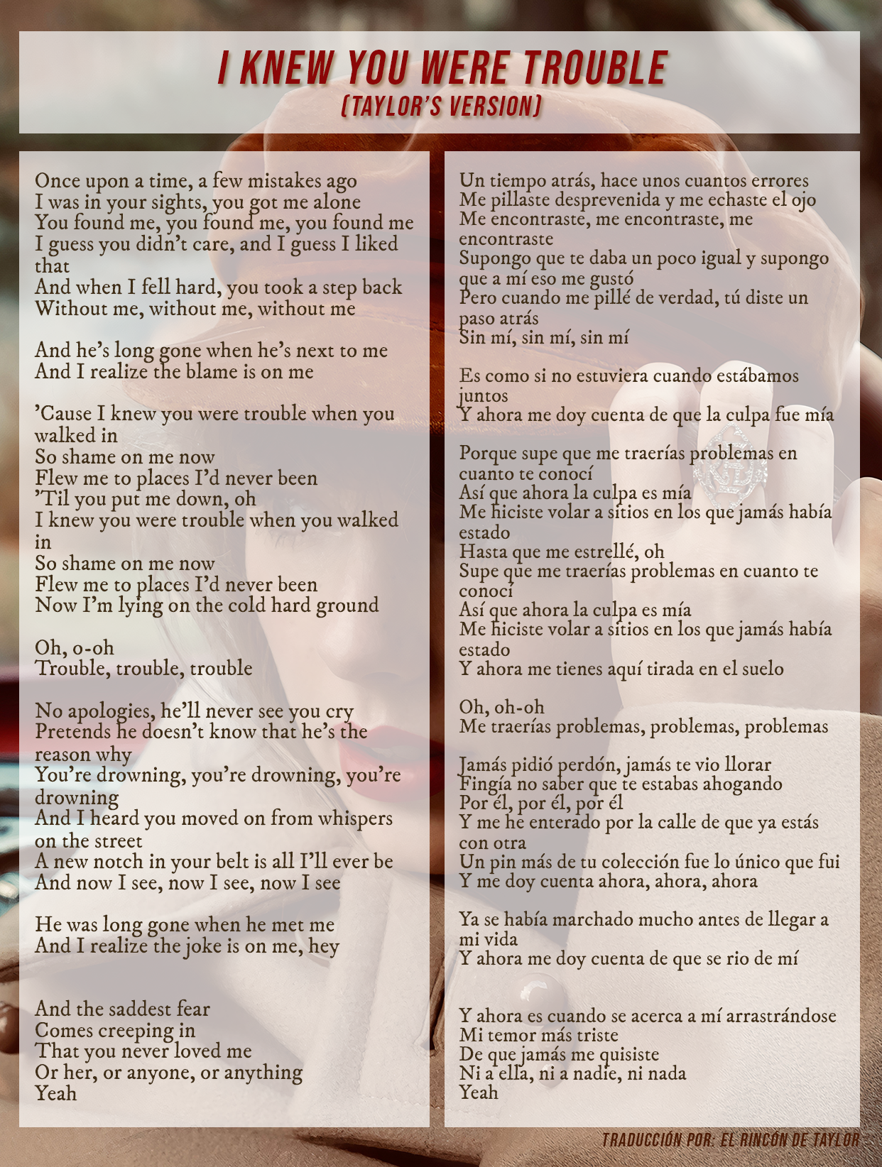 Meaning of Taylor Swift - I Knew You Were Trouble. (Tradução em