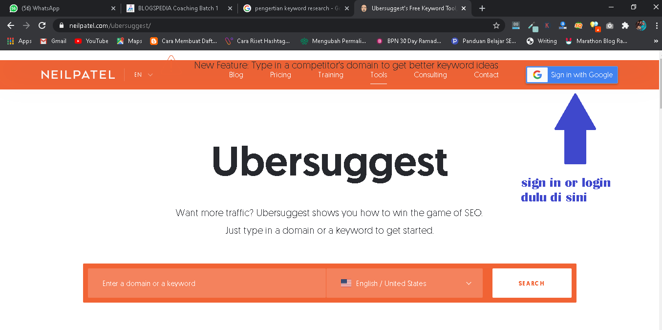 tampak muka ubersuggest neil patel