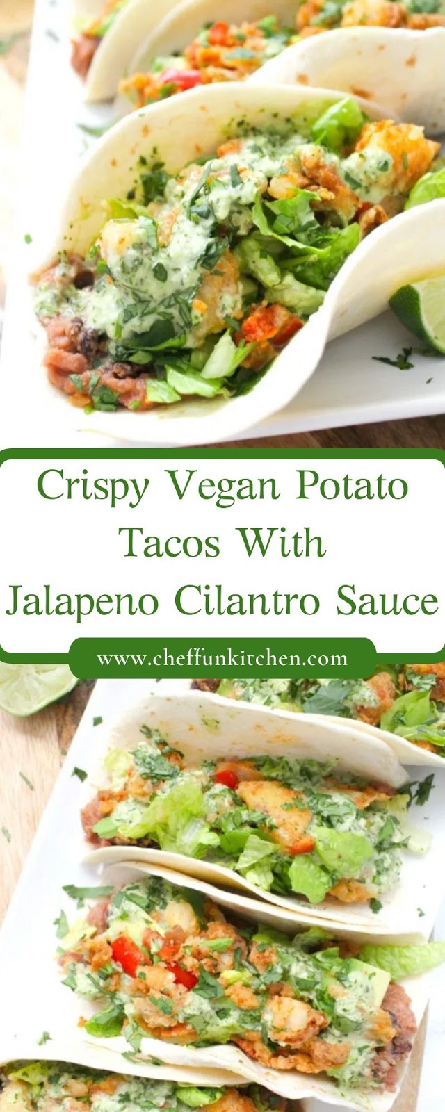 Crispy Vegan Potato Tacos With Jalapeno Cilantro Sauce