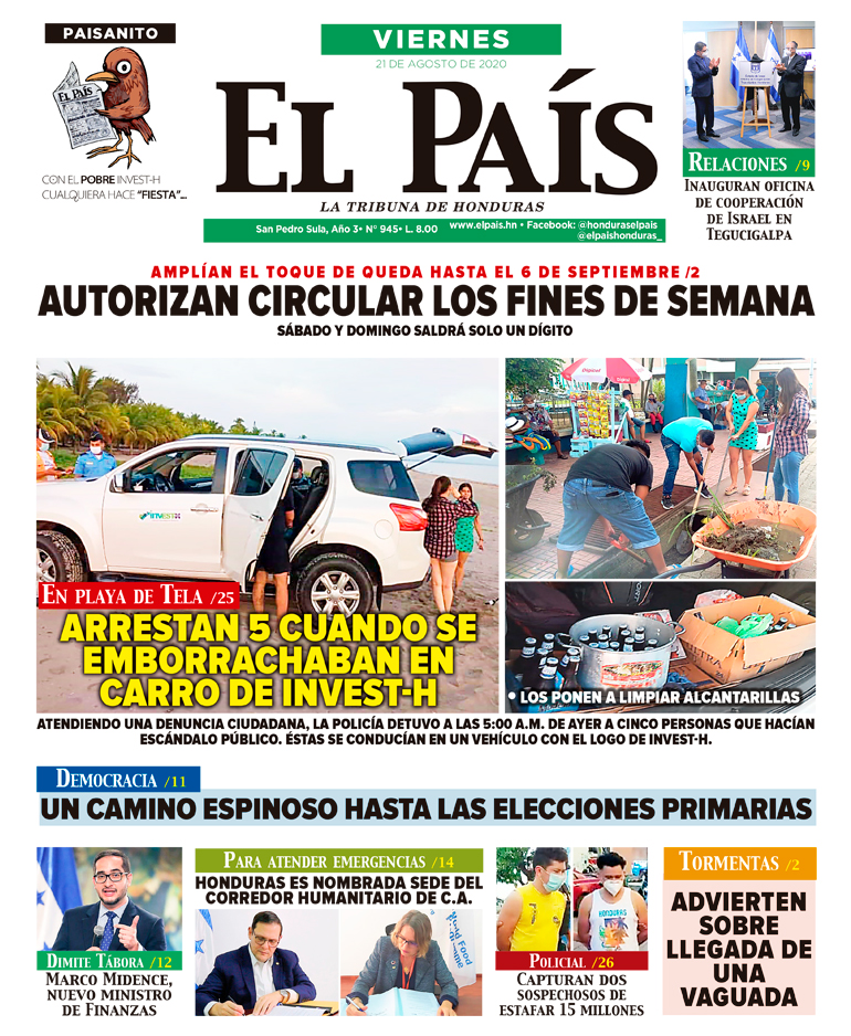 DCR LOS PERIÓDICOS DE HONDURAS DEL 21 DE AGOSTO DEL 2020.