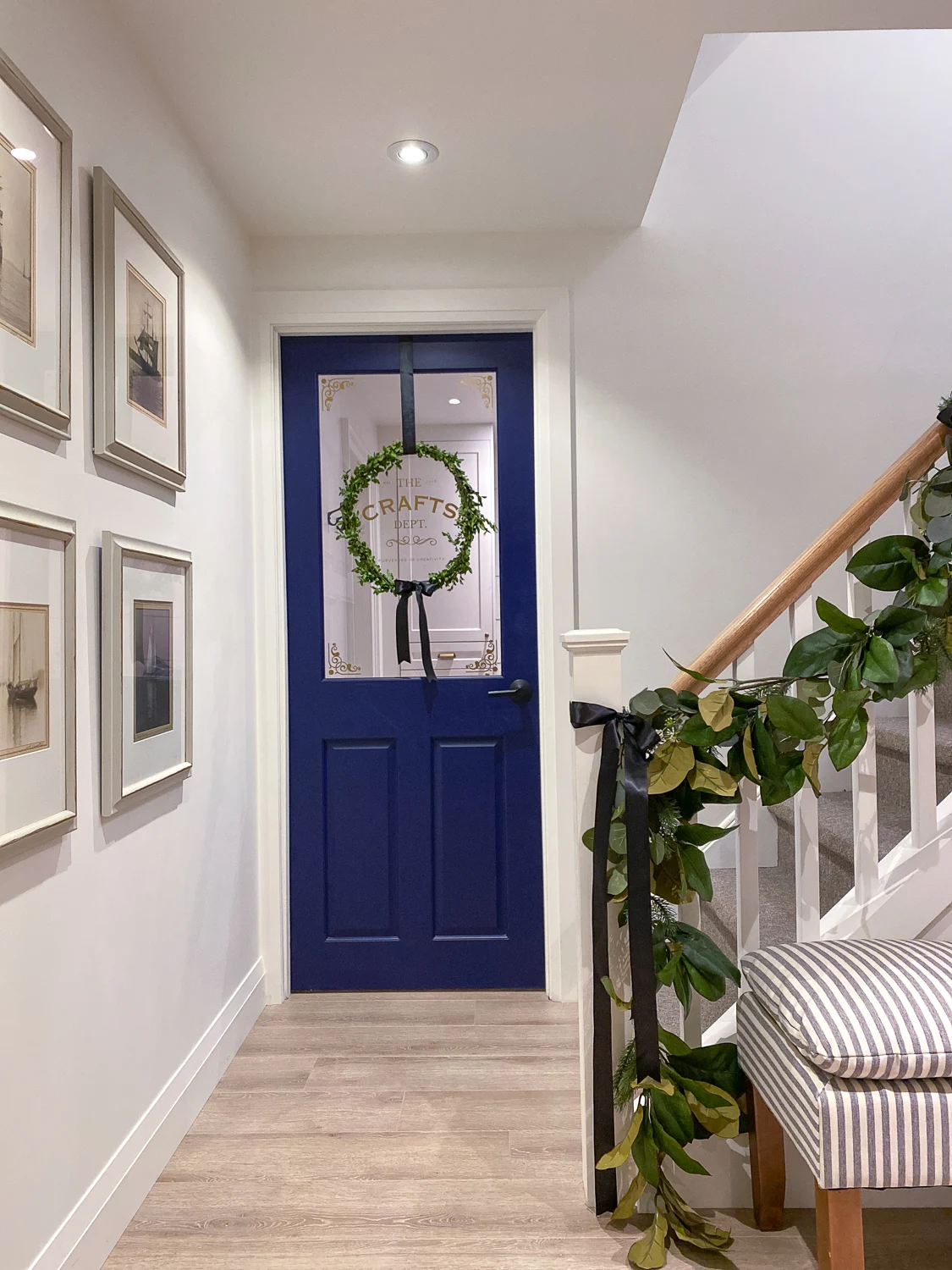 christmas bannister garland, christmas stair decor