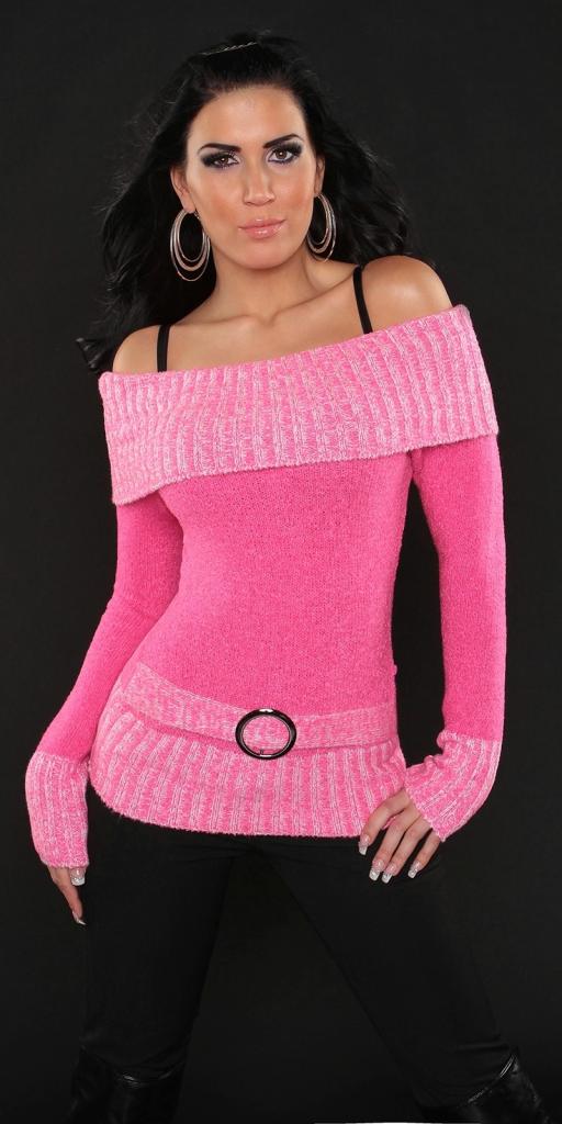 psl mod: SEXY PULL �?? FASHION ROSE FUSHIA COL EPAULES + CEINTURE