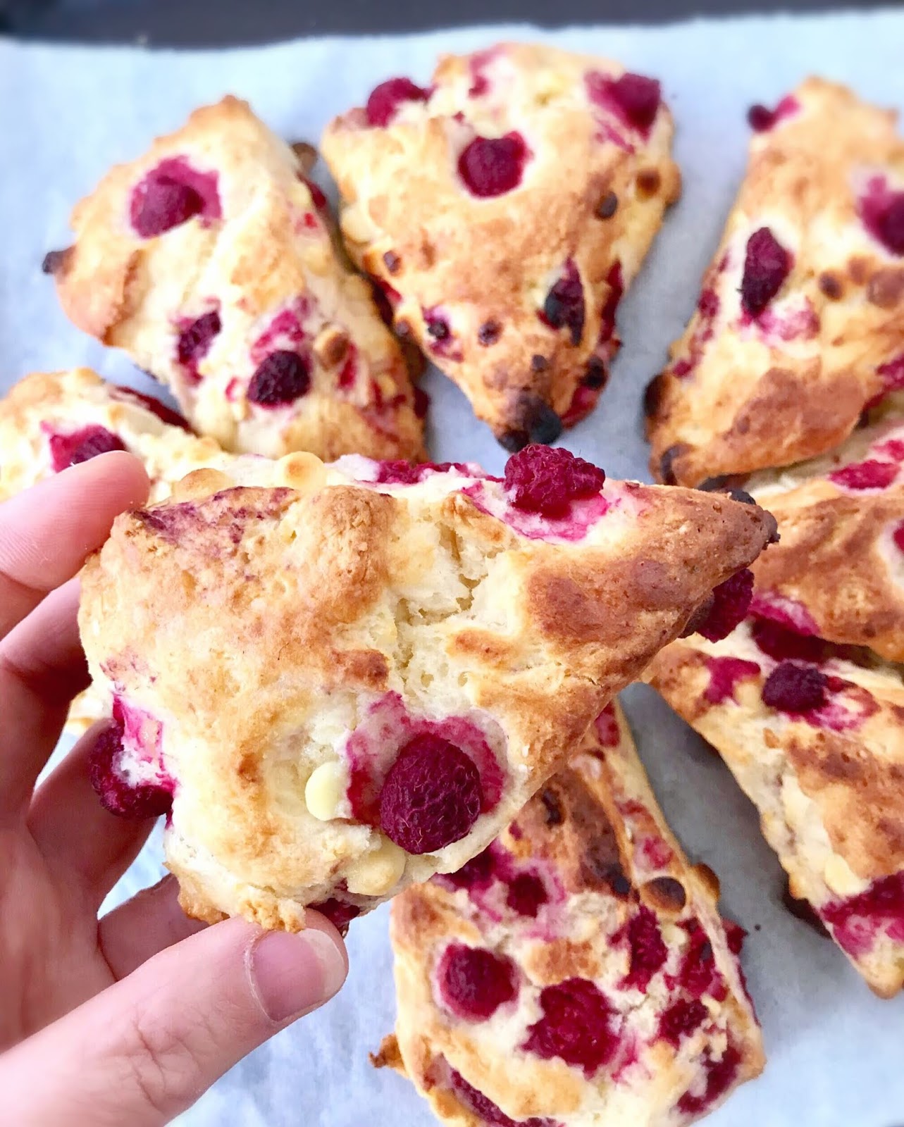 Raspberry & White Chocolate Scones
