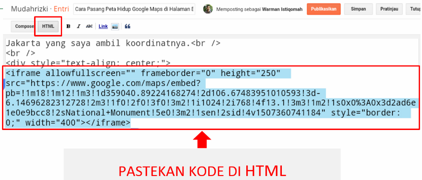 Cara Pasang Peta Google Maps di Blog Tampilan Hidup dan