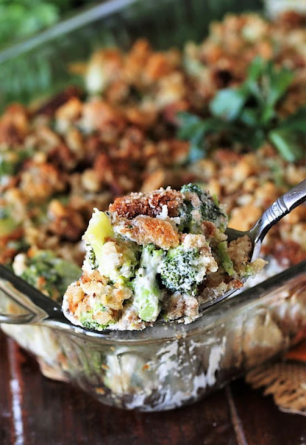 Serving Broccoli & Stuffing Casserole Image