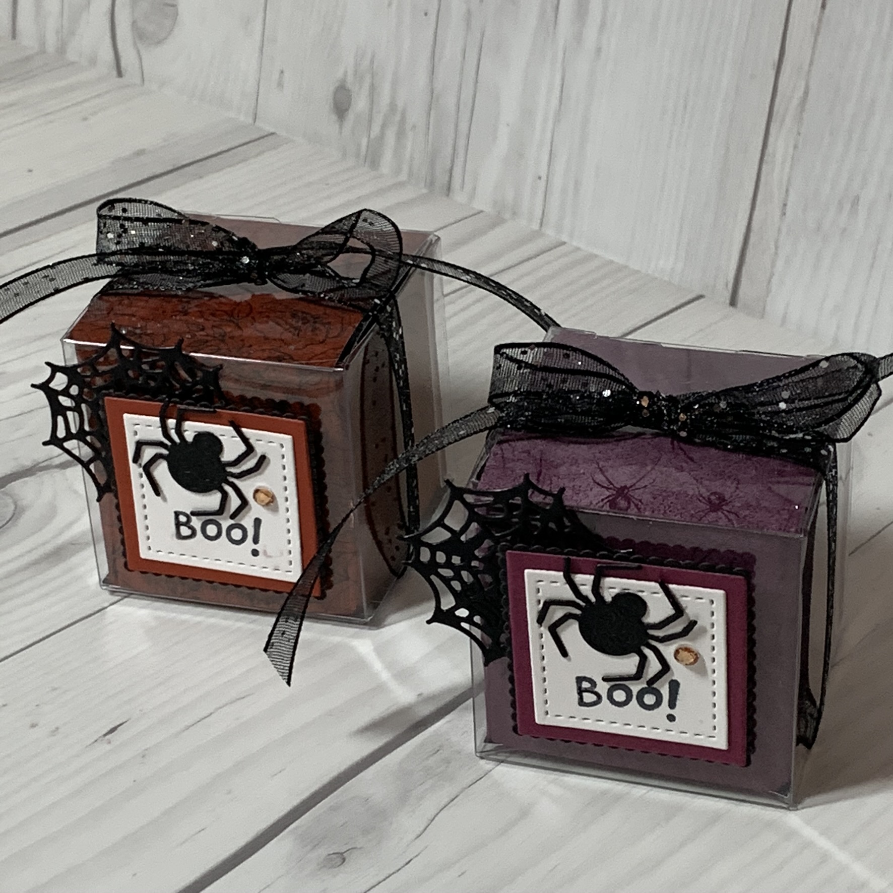 Halloween Treat Boxes using Clear Tiny Treat Boxes Stamped Sophisticates