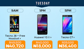 Jumia Mobile Week Day 2- Tecno J8 and C7 For N40,720 and N36,400 Respectively