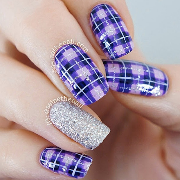 plaid nail art