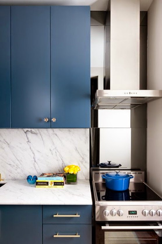 Cool Blue And Gold Kitchen Design With Marble ~ Kitchen Design Ideas