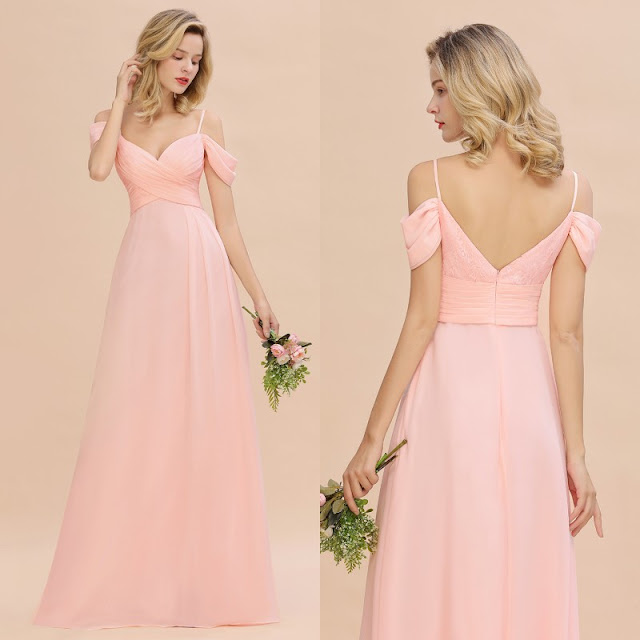 Peach color bridesmaid dress