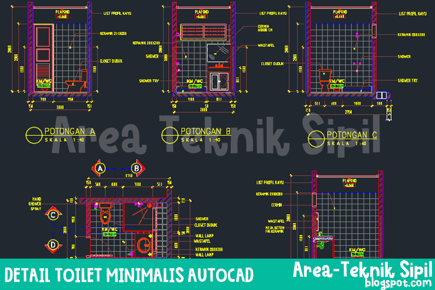 Download AutoCAD Detail Toilet Minimalis DWG Area TEKNIK SIPIL