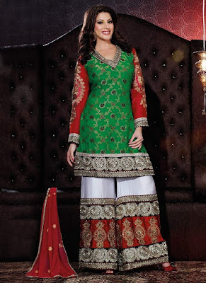 Stunning and beautiful sharara design mehndi dress.