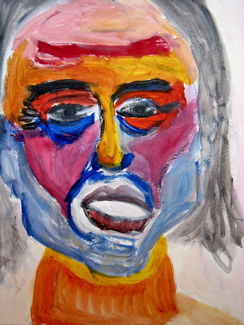 Pintura que muestra el Retrato de hombre que habla, con jersey naranja de cuello alto, por EmeBeZeta 