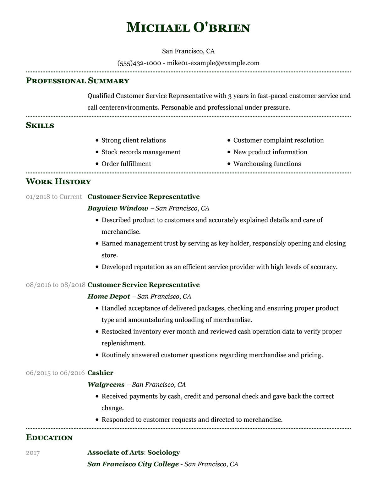 Customer Service Representative Resume Sample Sample Letter