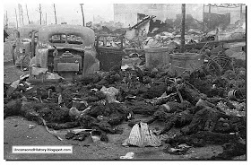 American incendiary bombing. Burnt bodies Tokyo residents. March 1945