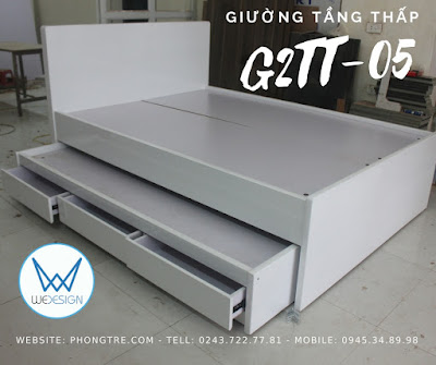 Giường tầng thấp G2TT-05 màu trắng 