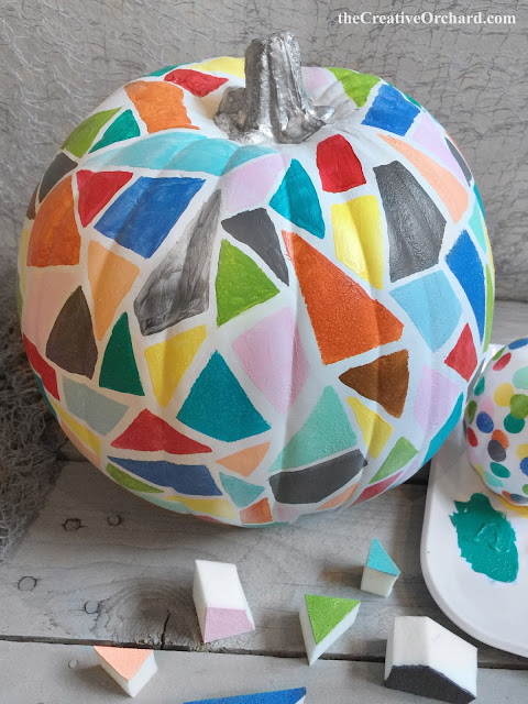 the Creative Orchard: CREATE: Mosaic Sponge Painted Pumpkins