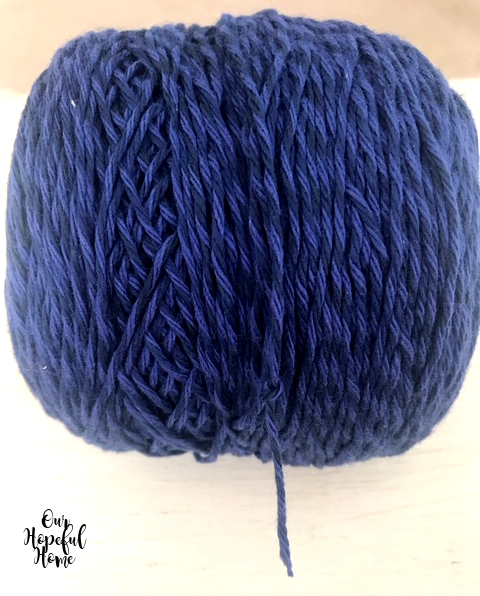 skein of blue cotton yarn